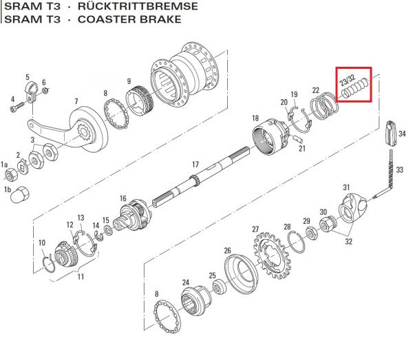 DRUCKFEDER, SRAM T3, LINKSGAENGIG